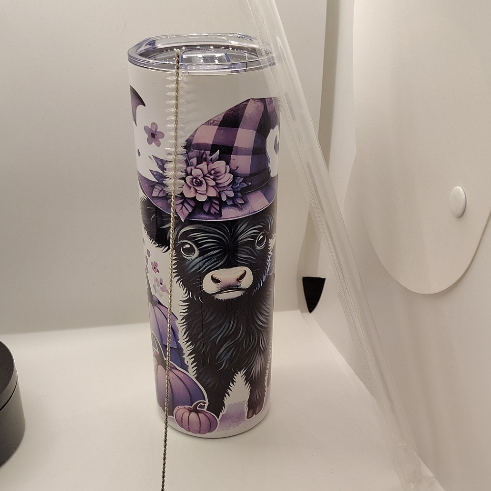 Purple Cow 20oz Tumbler with Hat Design